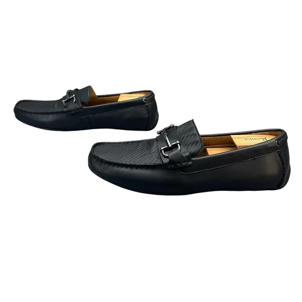 Alfani Len Black Leather Horse Bit Casual Slip On Comfort Driving Loafer Men 11